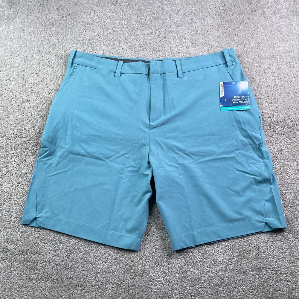 NEW Coolibar Shorts Mens 40 Blue Trek Hybrid UPF 50 Sun Protection Performance
